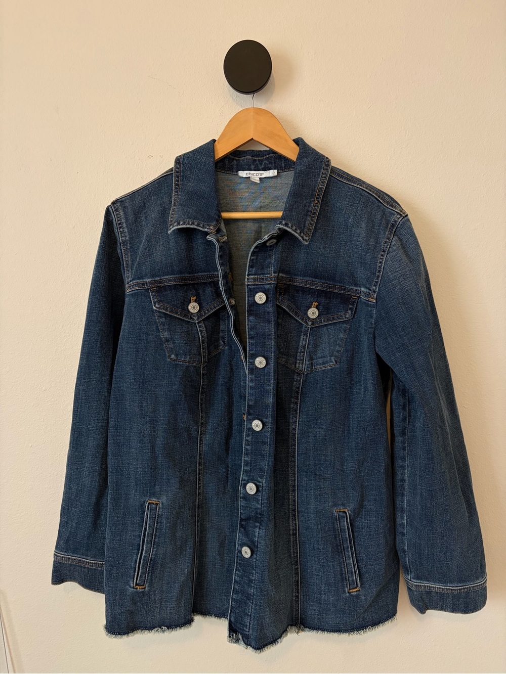 Chico’s Women’s 3 or US XL Denim Jean Jacket Cotton Stretch Classic